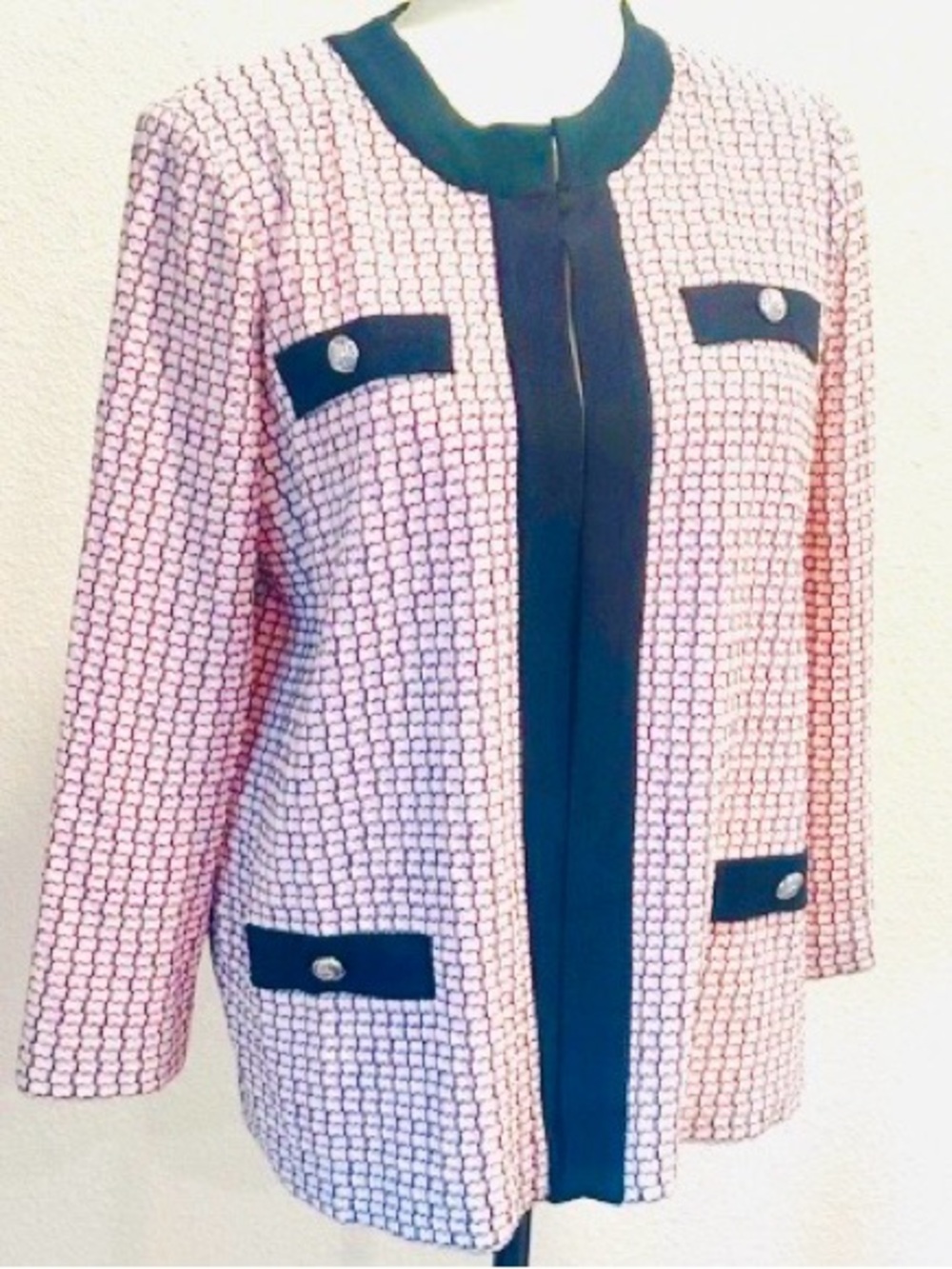 Ming Wang Heritage Blazer Pink/Black Cardigan SET XL